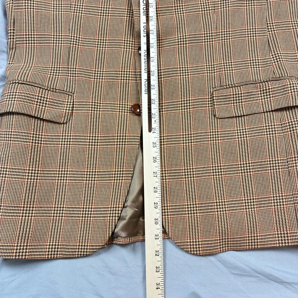 Made in Italy Cotton Mens Sport Coat Glen Plaid Tan Brown 40R (50IT) Guabello